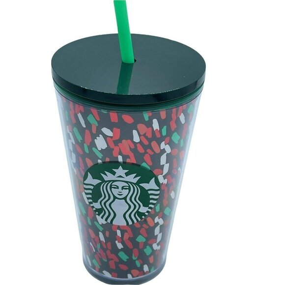 Starbucks Other - Starbucks Holiday Green Confetti Christmas Tumbler New With Lid And Straw